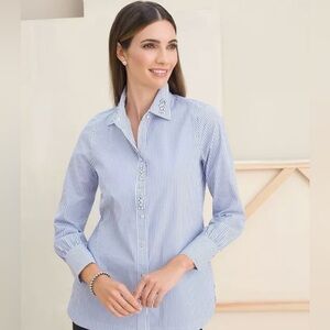 Chico's Embellished Striped Shirt, Size 2